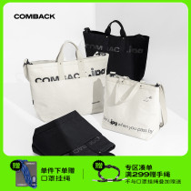 COMBACKX Jpg Joint Canvas Tote Bag Women Casual Trend Large Capacity Single Shoulder Handheld Retro Big Bag