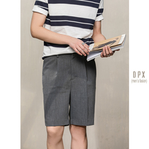 Horizon mens summer new solid color texture is very wrinkle-resistant suit shorts five-point pants gram