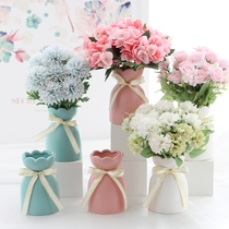 Nordic simulation fake flower dried bouquet decoration small potted suit Home dining table living room decoration set hydrangea silk flowers