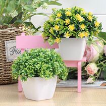 Small fresh plastic flower simulation fake flower pot planting home living room dining room decoration ornaments green plants flowers