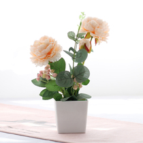 Simulation rose peony silk cloth plastic fake flower potted suit home living room dining table decoration small ornaments