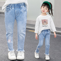 Girls  pants spring and Autumn wear jeans 2020 new foreign style childrens Korean version of the tide girl slim trousers spring