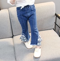 Baby girl spring and autumn pants autumn single pants fashion childrens jeans Girls flared pants 1-2-3-4 years old