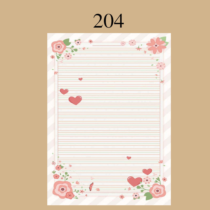 书写纸a4彩色英文四线三格信纸花纹打印纸带图案a4英语卡通信签纸