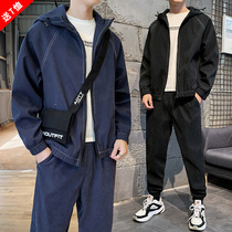 Spring and autumn jacket Mens casual sports suit Mens wear with a set of handsome Korean version of the trend brand fashion autumn clothes