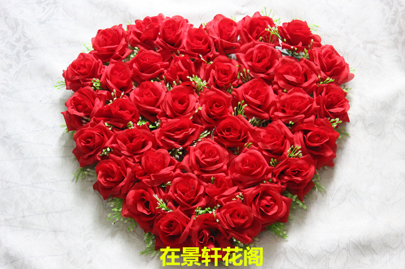 40头爱心心形婚庆花 仿真桃心形装饰婚房婚车婚庆用品玖瑰花朵_7折