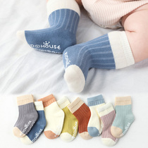 Baby non-slip floor socks cotton autumn and winter models 01-3 years old baby toddler cooler boneless cute color combination