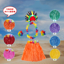 Hawaiian hula children bonfire party into indigenous Indian hominid savage African dance performance costume