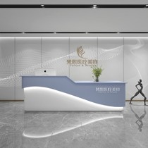 Simple curved beauty bar Network Red clothing store cash shop small company reception desk modern