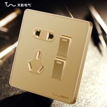 Tian Sheng Electric 86 switch with socket panel two open five hole socket double Open double control with socket champagne gold