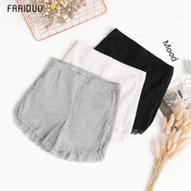 Threaded bottoming safety pants womens anti-light summer thin lace stretch cotton insurance shorts not curled New