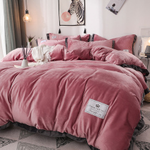Thickened crystal velvet four-piece set winter coral velvet double-sided flannel duvet cover Baby milk velvet sheets three-piece set
