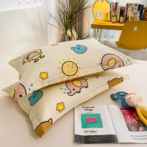 Total Cotton Pillowcase Single Cartoon Pillow Headgear Pure Cotton Pillow Core Set Student Dorm Room Full Scalp Pair of 48x74cm