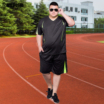 Youth boys short-sleeved shorts sports suit Summer running fitness suit plus fat plus size loose basketball suit fat