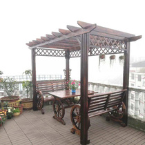 Grape rack anti-corrosion wooden house Pavilion outdoor outdoor courtyard furniture table and chair solid wood pavilion corridor garden climbing frame