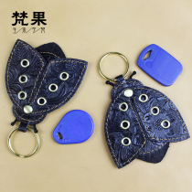 Handmade leather access control card cover first layer cowhide electronic key holster ID induction card attendance card storage holster tide