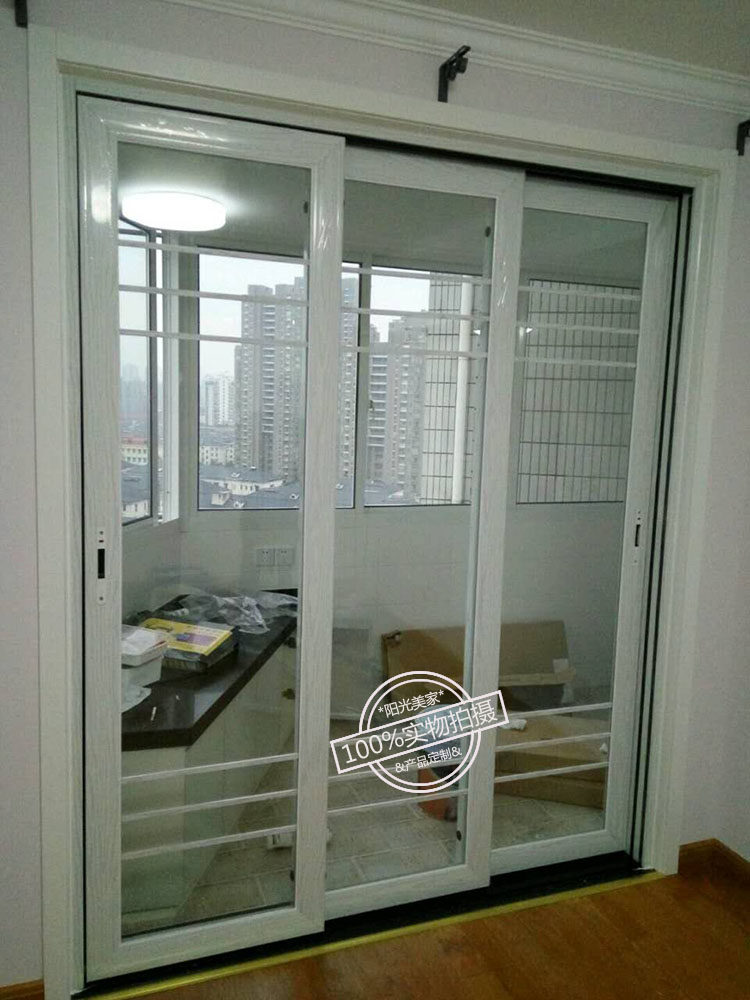 三联动中空双层玻璃门客厅隔断推拉门阳台钛镁合金三轨移门烤漆门