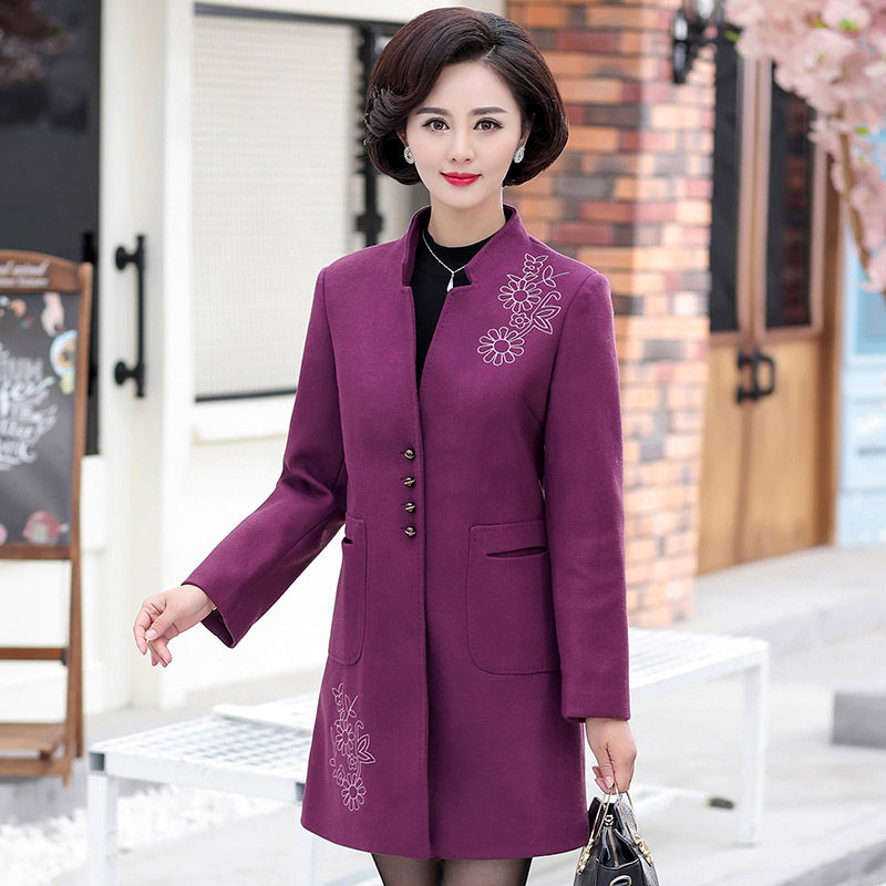 中老年女装秋装新款大衣中年女士妈妈装秋冬装中长款毛呢外套