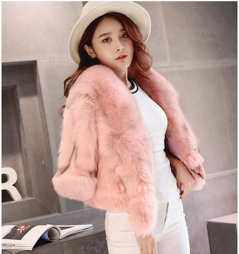 短款狐狸毛披肩2016海宁秋冬季新款皮草控外套女士时尚整皮短外套