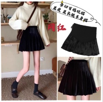 Pregnant Woman Autumn Winter Fashion Half Body Dress Gold Velvet Plexu Dress A Character Dress Pregnant Woman Tobelly 100 Hitch Short Dress Spring Autumn winter