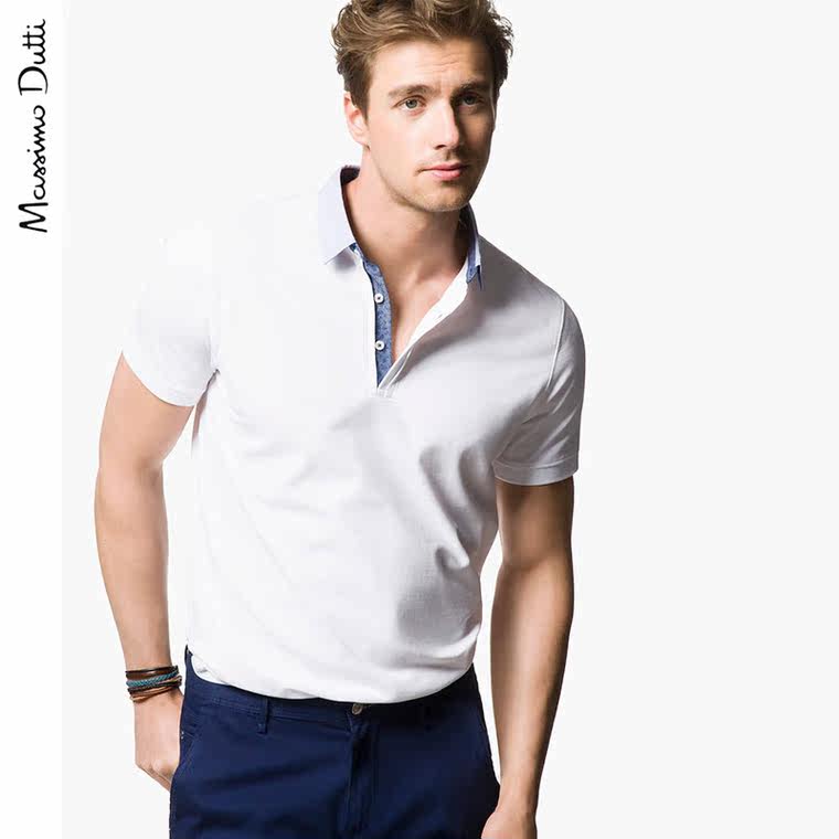 Massimo Dutti 男装 全棉衬衫领高尔夫球衫 00701200250