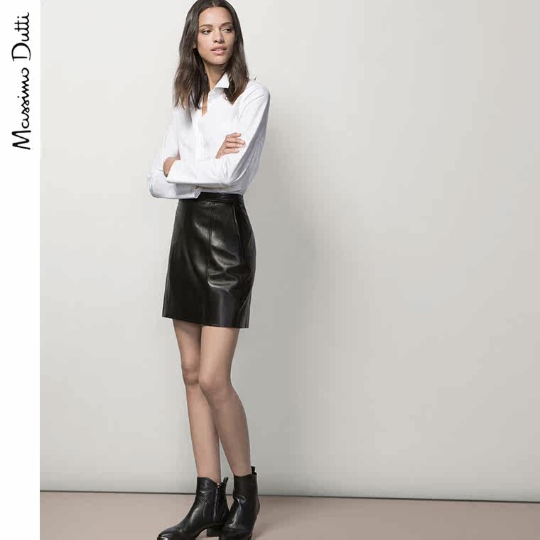 Massimo Dutti 女装 迷你羊皮裙 05303683800