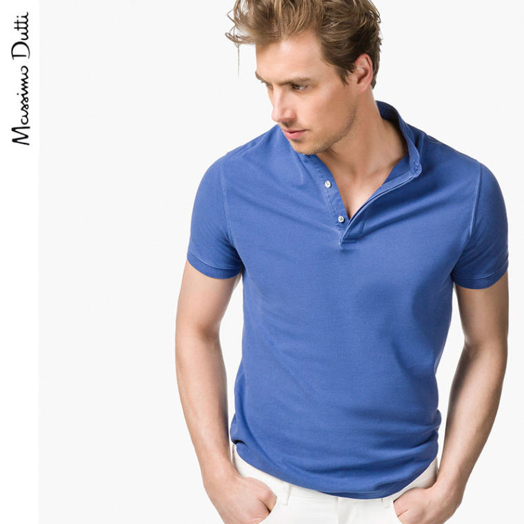 Massimo Dutti 男装 全棉染色立领高尔夫球衫 00705202447