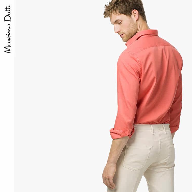 春夏特惠 Massimo Dutti 男装 全棉罗纹纹理衬衫 00130473615