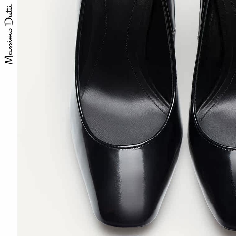 Massimo Dutti 女鞋 牛皮黑色复古包鞋 18027021800