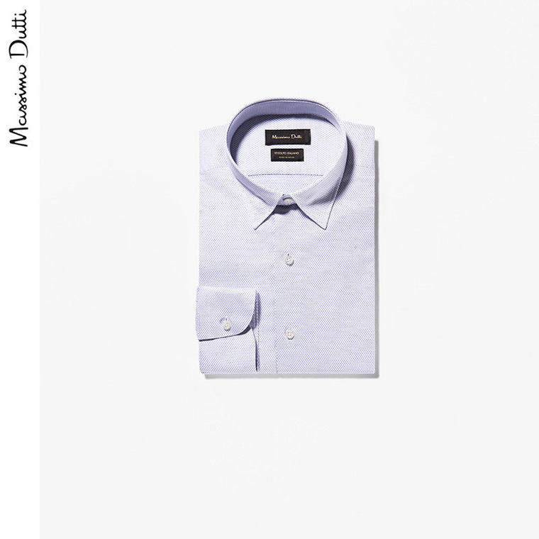 Massimo Dutti 男装 全棉修身款小图案衬衫 00102235400