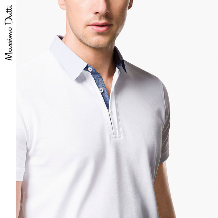 Massimo Dutti 男装 全棉衬衫领高尔夫球衫 00701200250