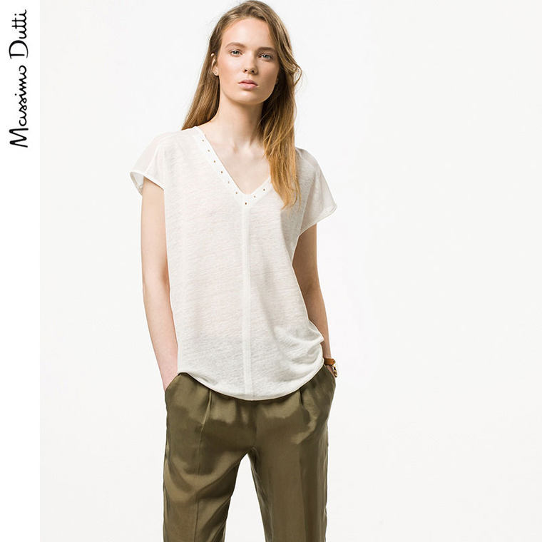 Massimo Dutti 女装 金属饰件 T 恤 06826561251