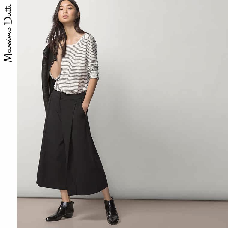 Massimo Dutti 女装 条纹亚麻 T 恤 06864724251