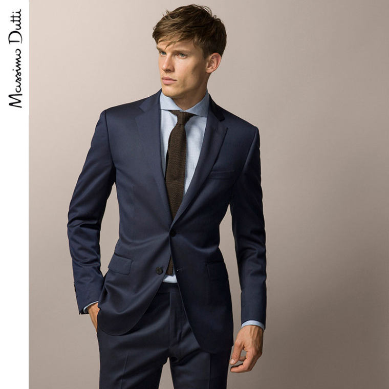 Massimo Dutti 男装 纹理羊毛西装上衣 02040170400