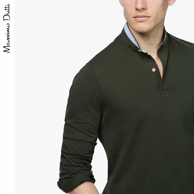 Massimo Dutti 男装 全棉立领高尔夫球衫 00713201502