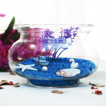 Living room special small lace landscaping cylinder glass fish tank round large mouth round ball large turtle cylinder small desktop