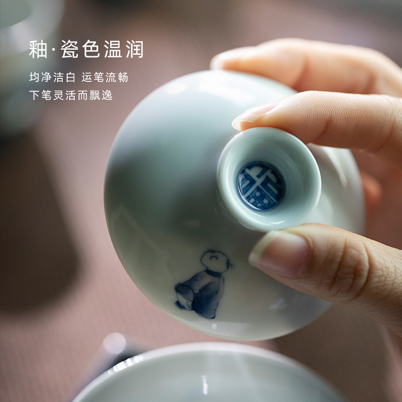 Mountain sound jingdezhen pure manual hand - made lad hide - and - seek tureen 120 ml tureen of blue and white porcelain bowl