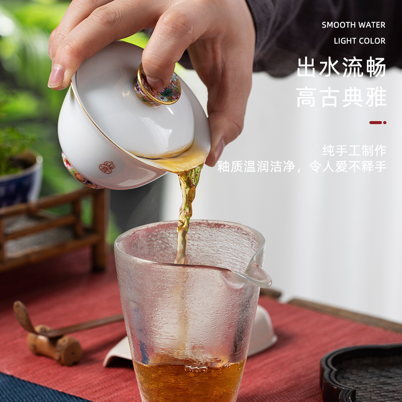 Jin to thousands of kung fu tea set gift box jingdezhen hand - made kung fu tea tureen household gift boxes