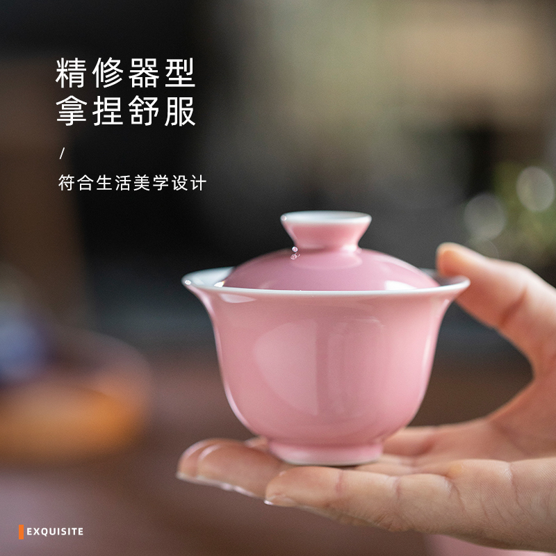 On a new mountain sound of jingdezhen ceramic color glaze three to tureen high - end tea bowl bowl is not hot thin foetus tureen