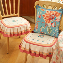 Plant Love Box Ally Lotus Leaf Side Chair Cushion European Style Ins Linen Chair Cushion American Anti Slip Breathable Seat Cushion