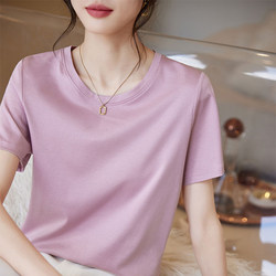 Mulberry silk short-sleeved T-shirt for women 2024 new mercerized cotton light luxury loose half-sleeved T-shirt high-end top summer