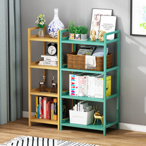 Nanzhu storage shelf Simple living room bookshelf Bedroom room storage storage rack Bathroom wooden partition Floor-to-ceiling shelf