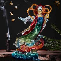 Shengfeng Buddha statue pure copper streamer standing nine days of the goddess stepping on the wind nine days of the virgin mother of the home to ensure peace table ornaments