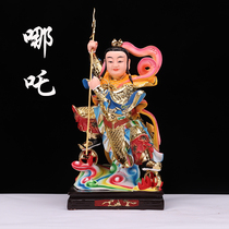 Nezha Three Princes Marshal of the Middle Temple Pedal Wind and Fire Double Wheel Resin Crafts Taoist Deity Statue Ornaments