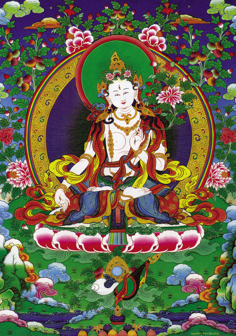 定制白度母画像 相纸打印双面塑封 唐卡 结缘 佛教密宗佛像画