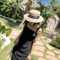 INS straw hat lady summer beach hat raffia grass holiday flat roof Leisure Big eaves sunshade sun sun hat