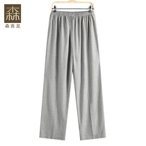 Chinese style linen thin mens long pants summer large size middle-aged cotton dad Tang dress mens loose tight casual pants