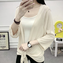 The new outer cotton hemp ice silk sweater cardigan short summer thin small shawl with skirt air conditioning sunscreen clothing