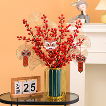 Fortune fruit red red fruit holly fruit fake flower simulation flower arrangement living room New Year decoration flower wedding room flower arrangement