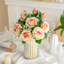 New products feel moisturizing rose artificial flower high-end living room decoration flower fake flower bouquet decoration table flower decoration